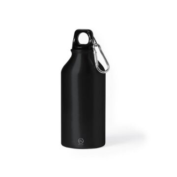 Butelka sportowa 400 ml z aluminium z recyklingu, z karabińczykiem