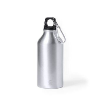Butelka sportowa 400 ml z aluminium z recyklingu, z karabińczykiem