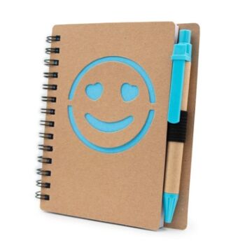 Notebook approx. B7 "smiling face" with ball pen | Dylan