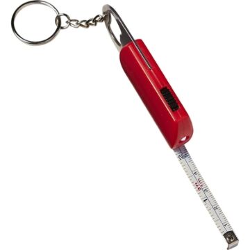 Keyring, LED light, bottle opener, measuring tape 1m