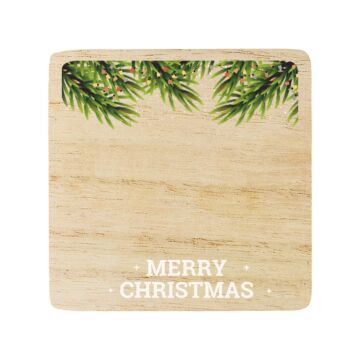 Świeczka z drewnianą przykrywką Alcamoro - motyw świąteczny, brązowy-transparentny