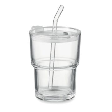 Szklany kubek ze słomką 400ml
