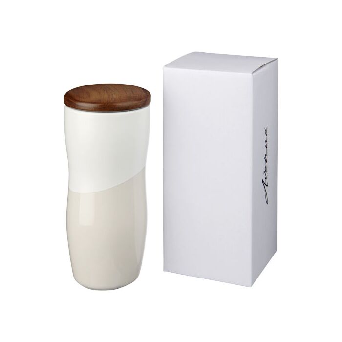 Dwuwarstwowy kubek ceramiczny Reno o pojemności 370 ml-czarny