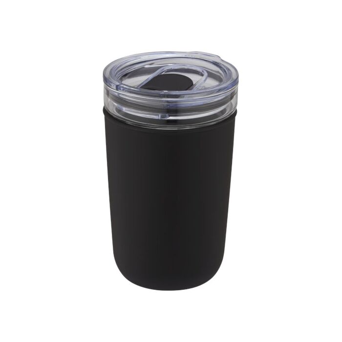 Szklany kubek Bello o pojemności 420 ml z zewnętrzną ścianką z plastiku z recyklingu-Biały