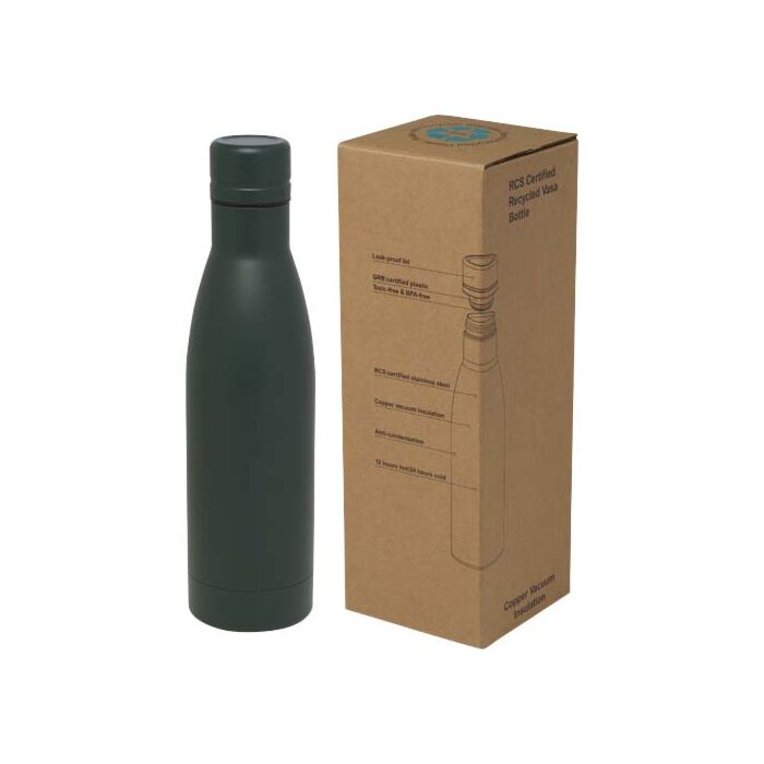 Vasa butelka ze stali nierdzwenej z recyklingu z miedzianą izolacją próżniową o pojemności 500 ml posiadająca certyfikat RCS -Green flash