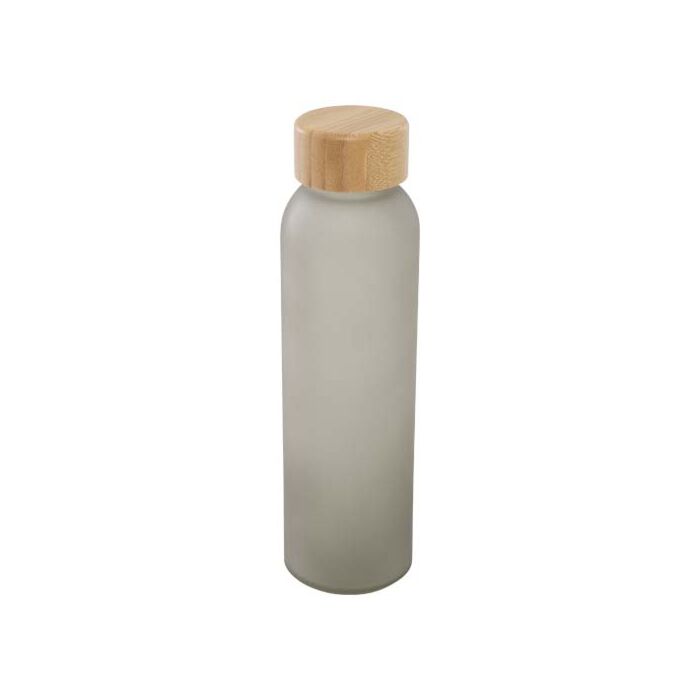 Matowa butelka ze szkła sodowo-wapniowego Lume 500 ml z zakrętką bambusową -Szary Matowa butelka ze szkła sodowo-wapniowego Lume 500 ml z zakrętką bambusową -Szary