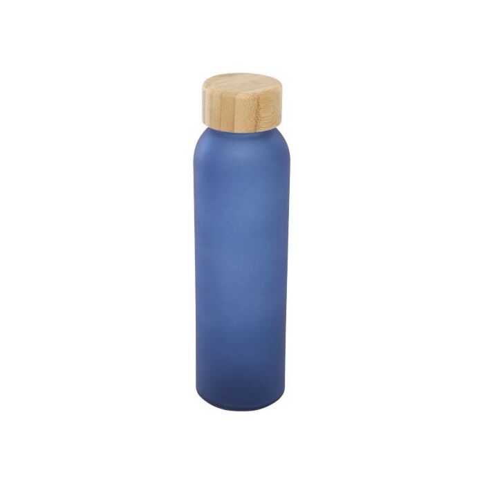 Matowa butelka ze szkła sodowo-wapniowego Lume 500 ml z zakrętką bambusową -Błękit oceanu Matowa butelka ze szkła sodowo-wapniowego Lume 500 ml z zakrętką bambusową -Błękit oceanu