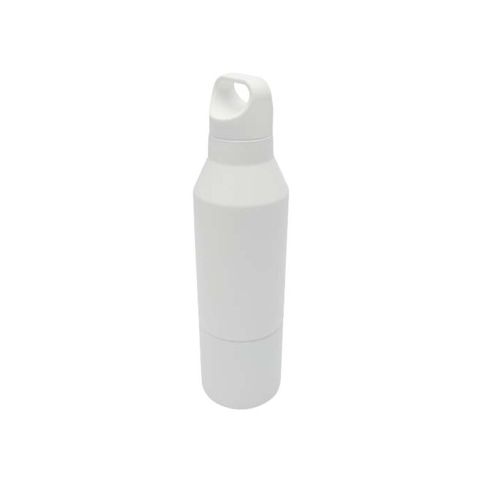 Odessy butelka termiczna o pojemności 600 ml wykonana ze stali nierdzewnej z recyklingu z certyfikatem RCS i kubkiem o pojemn-Biały Odessy butelka termiczna o pojemności 600 ml wykonana ze stali nierdzewnej z recyklingu z certyfikatem RCS i kubkiem o pojemn-Biały