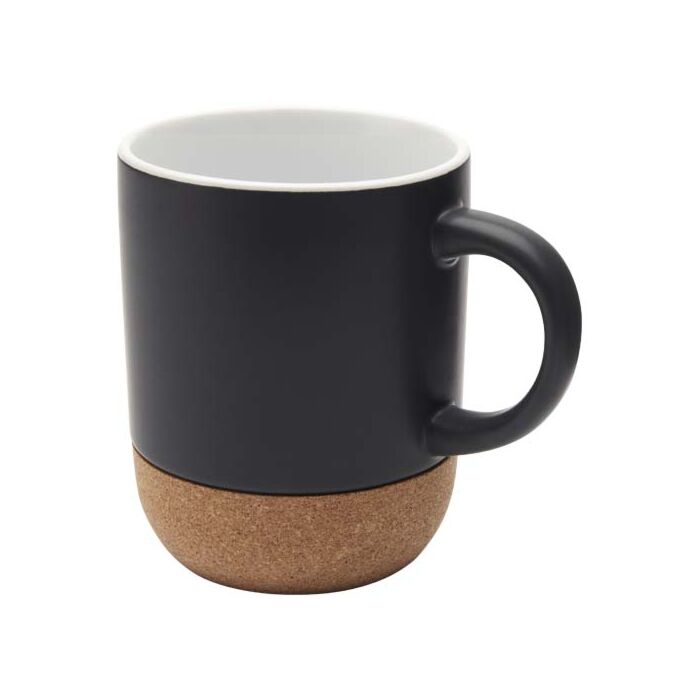 Billie kubek ceramiczny o pojemności 300 ml z detalami z korka i matowym wykończeniem-Czarny Billie kubek ceramiczny o pojemności 300 ml z detalami z korka i matowym wykończeniem-Czarny