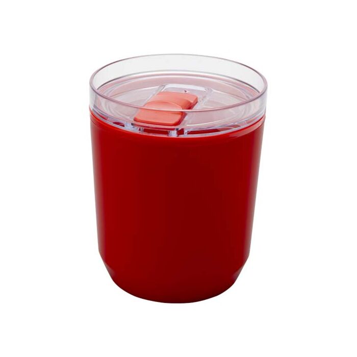 Hudson kubek z podwójnymi ściankami o pojemności 180 ml wykonany z tworzyw sztucznych pochodzących z recyklingu-Czerwony Hudson kubek z podwójnymi ściankami o pojemności 180 ml wykonany z tworzyw sztucznych pochodzących z recyklingu-Czerwony