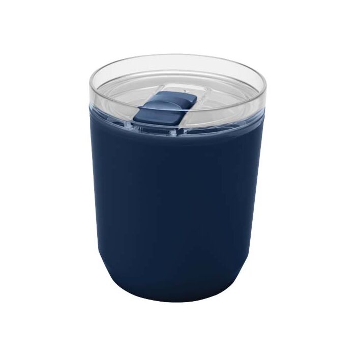 Hudson kubek z podwójnymi ściankami o pojemności 180 ml wykonany z tworzyw sztucznych pochodzących z recyklingu-Granatowy Hudson kubek z podwójnymi ściankami o pojemności 180 ml wykonany z tworzyw sztucznych pochodzących z recyklingu-Granatowy