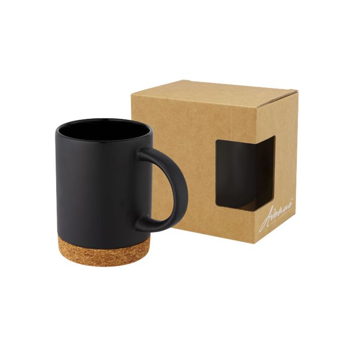 Neiva Kubek ceramiczny o pojemności 425 ml z korkową podstawą-Biały