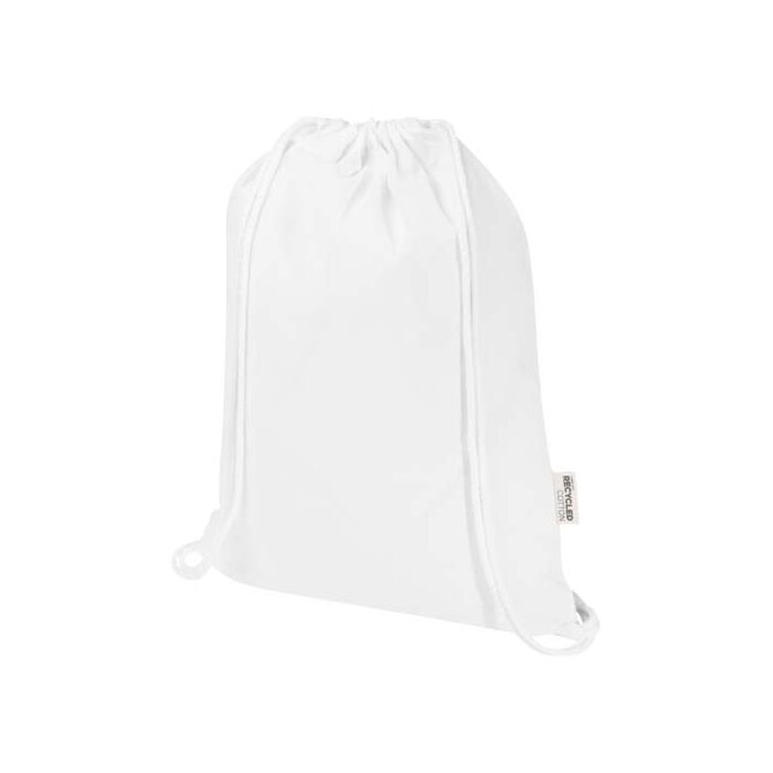 Peru Blend torba ściągana sznurkiem z materiału z recyklingu z certyfikatem GRS o gramaturze 180 g-m², 5 l-Biały