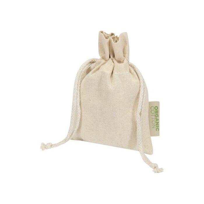 Odisha organiczna torebka prezentowa z certyfikatem OCS o gramaturze 140 g-m² — 15 x 10 cm -Naturalny