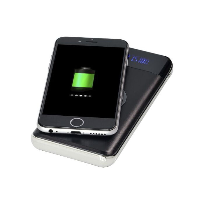 Bezprzewodowy powerbank 10000 mAh Constant z wyświetlaczem LED-Biały