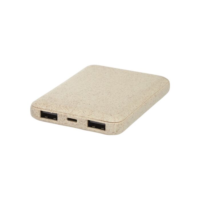 Powerbank Asama o pojemności 5000 mAh ze słomy pszenicznej-Biały
