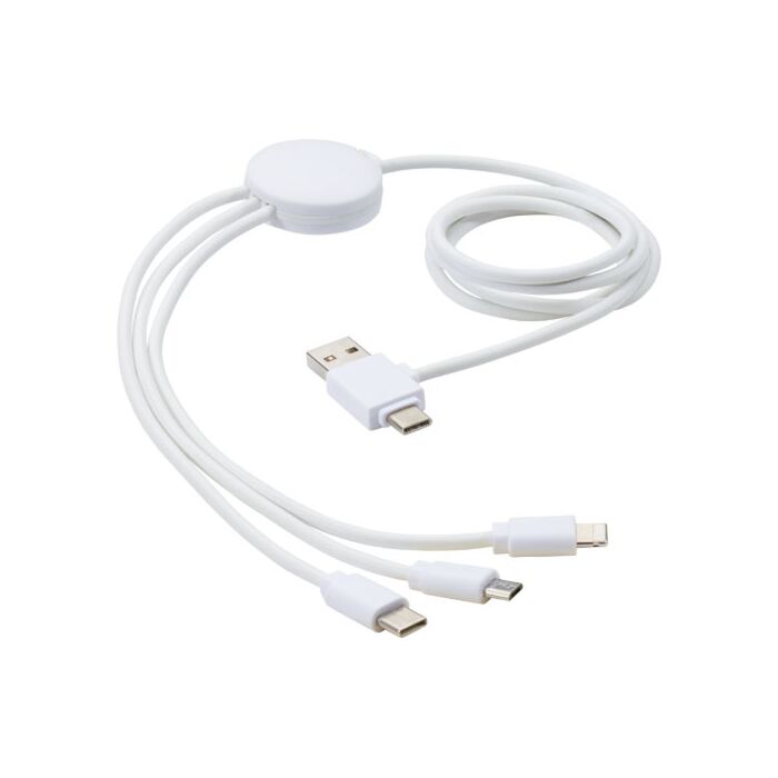 Pure kabel do ładowania 5-w-1 z dodatkiem antybakteryjnym-Biały