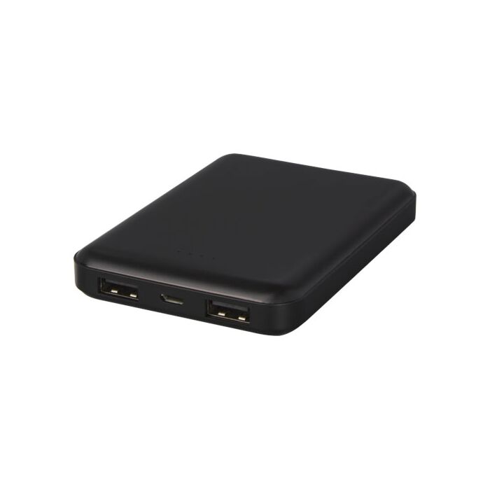 Gleam ultra cienki, podświetlany powerbank o pojemności 5000 mAh -czarny