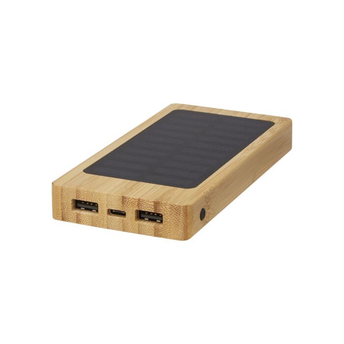 Alata 8000 mAh bambusowy powerbank z ogniwami słonecznymi-Biały