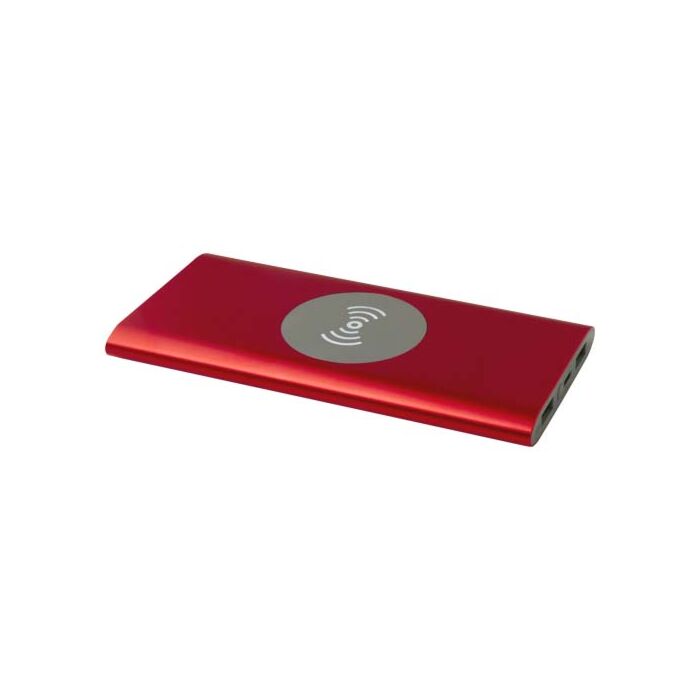 Juice bezprzewodowy powerbank o pojemności 8000 mAh Type-C z aluminium pochodzącego z recyklingu-Czerwony Juice bezprzewodowy powerbank o pojemności 8000 mAh Type-C z aluminium pochodzącego z recyklingu-Czerwony