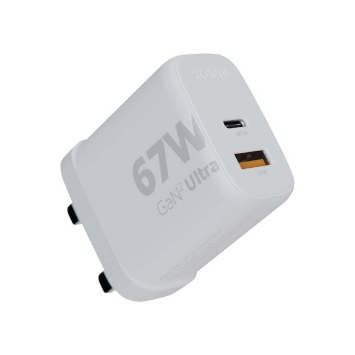 Xtorm XEC067G GaN² Ultra ładowarka ścienna o mocy 67 W — wtyczka brytyjska-Biały