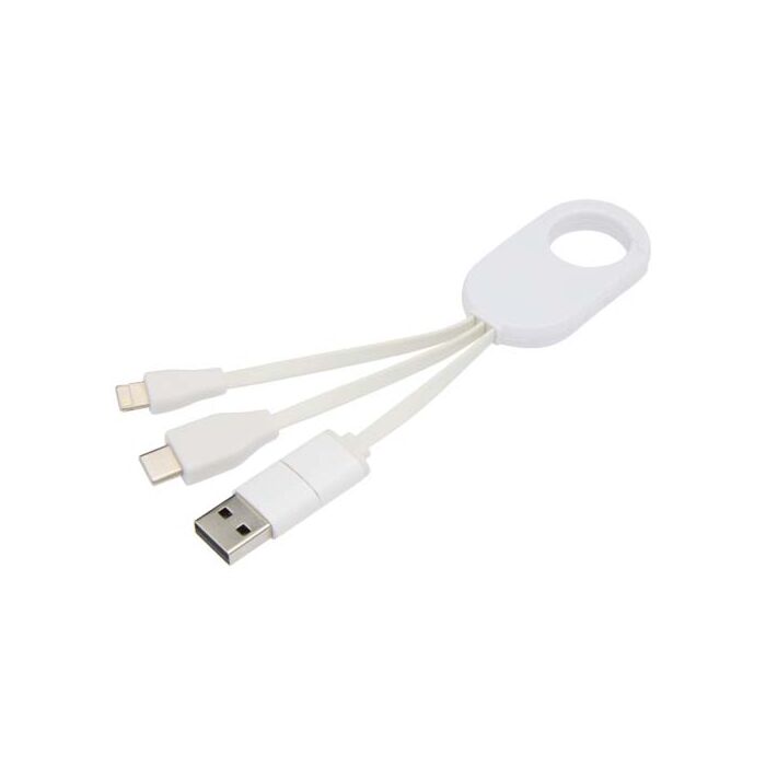 Troop kabel do ładowania 4 w 1 z tworzyw sztucznych pochodzących z recyklingu-Biały Troop kabel do ładowania 4 w 1 z tworzyw sztucznych pochodzących z recyklingu-Biały