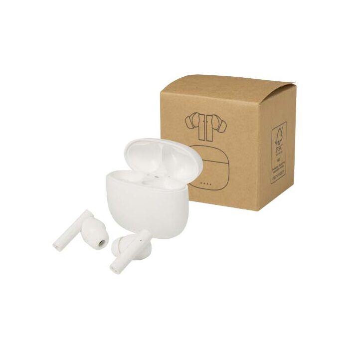 Alterf zestaw słuchawkowy True Wireless z technologią Bluetooth® z tworzyw sztucznych pochodzących z recyklingu i silikonowymi końcówkami dousznymi-Biały