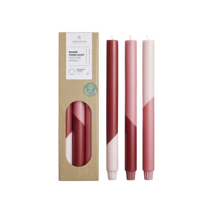 Originalhome Eden świece diagonalne — zestaw 3 szt.-Czerwony