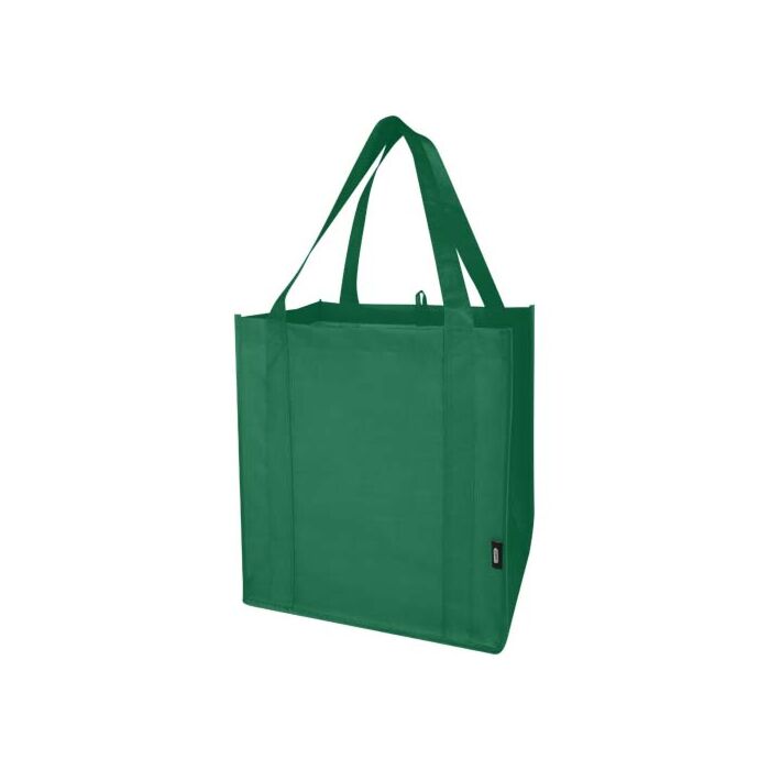 Liberty torba na zakupy z twardym dnem o pojemności 29 l wykonana z włókniny z recyklingu z certyfikatem GRS-Zielony Liberty torba na zakupy z twardym dnem o pojemności 29 l wykonana z włókniny z recyklingu z certyfikatem GRS-Zielony