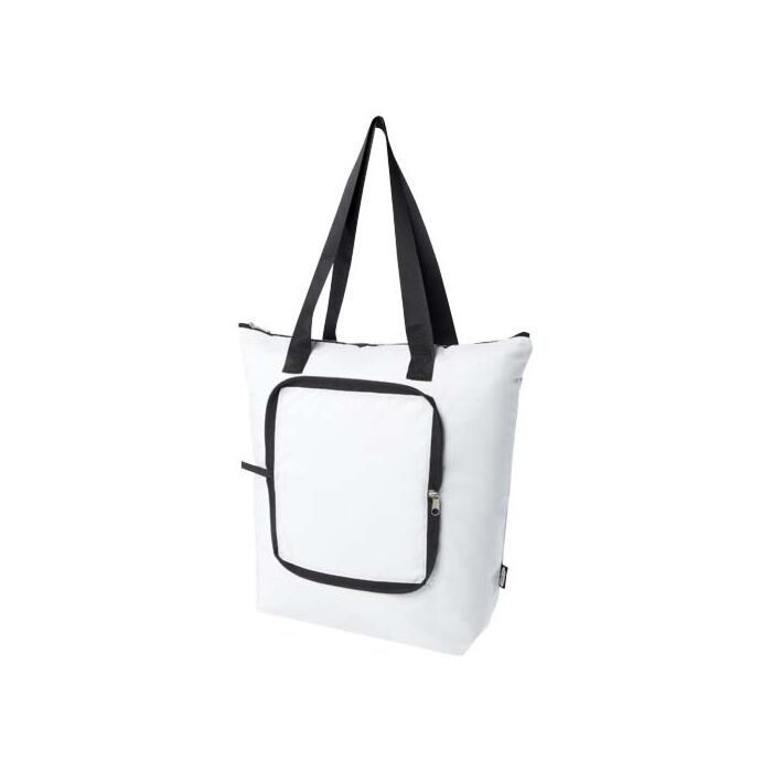 Składana torba termiczna EcoFold z materiału RPET, o pojemności 15 l-Biały Składana torba termiczna EcoFold z materiału RPET, o pojemności 15 l-Biały