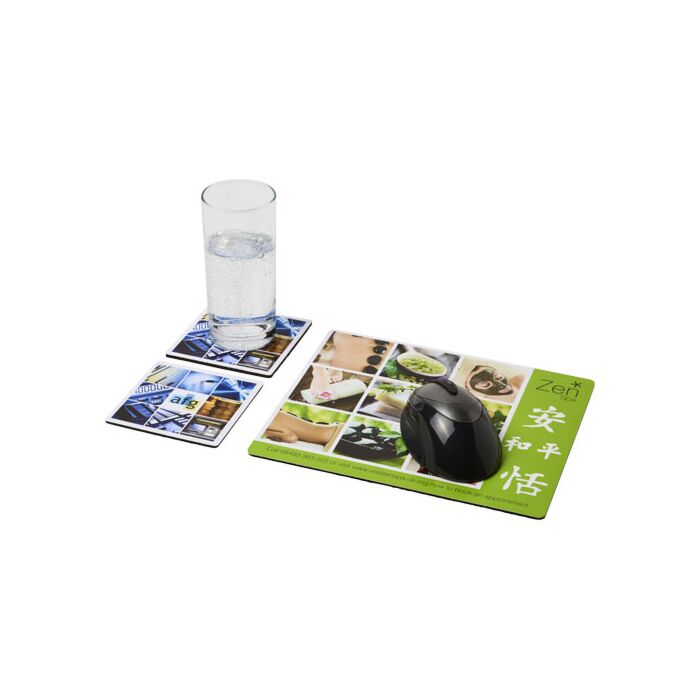 Podkładka pod mysz Q-Mat® i zestaw podkładek pod naczynia combo 3-czarny