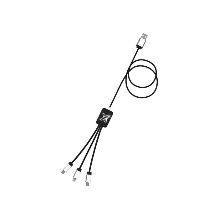 Kabel z podświetlonym logo 3w1 - SCX.design C17-Czerwony