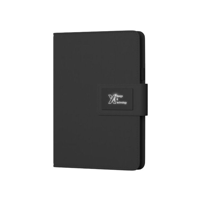Notes A5 z powerbankiem i pośdwietlanym logo SCX.design O16-czarny