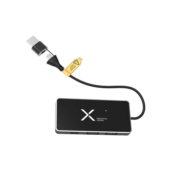 SCX.design H20 koncentrator USB 8 w 1 z podwójnym wejściem i 6 portami-Czarny SCX.design H20 koncentrator USB 8 w 1 z podwójnym wejściem i 6 portami-Czarny