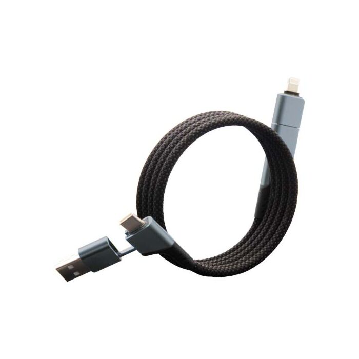SCX.design C52 magnetyczny kabel do ultraszybkiego ładowania 4-w-1 o mocy 100 W z tworzywa sztucznego rPET -Gun metal SCX.design C52 magnetyczny kabel do ultraszybkiego ładowania 4-w-1 o mocy 100 W z tworzywa sztucznego rPET -Gun metal