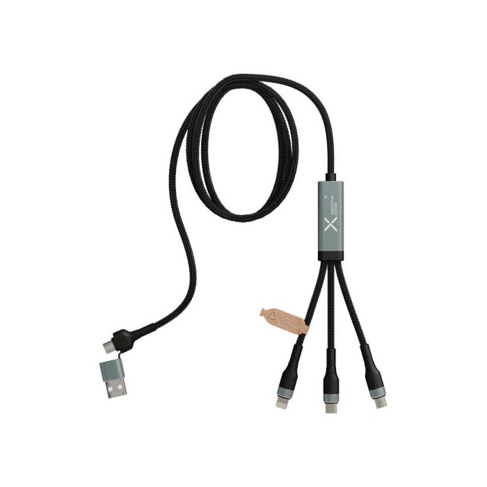 SCX.design C53 kabel do ultraszybkiego ładowania 5 w 1 o mocy 100 W z tworzywa sztucznego rPET-Gun metal