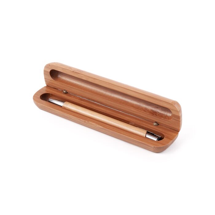 Długopis Vizela w bambusowym etui, brązowy