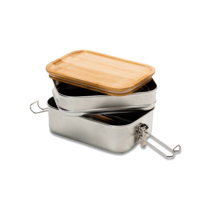 Double lunch box Alcora, srebrny