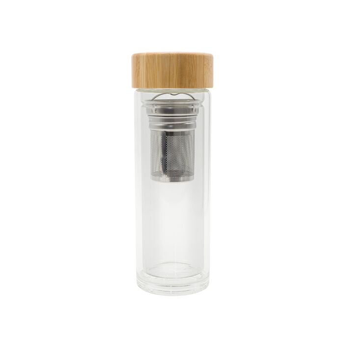 Dwuścienna butelka z zaparzaczem 400 ml Helen, transparentny