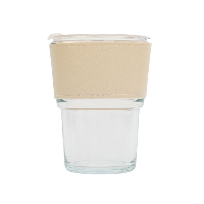 Kubek szklany Vigo 350 ml, beżowy-transparentny