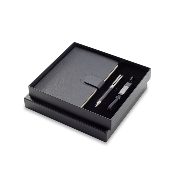 Zestaw upominkowy z kablem USB 2w1 Davos, czarny