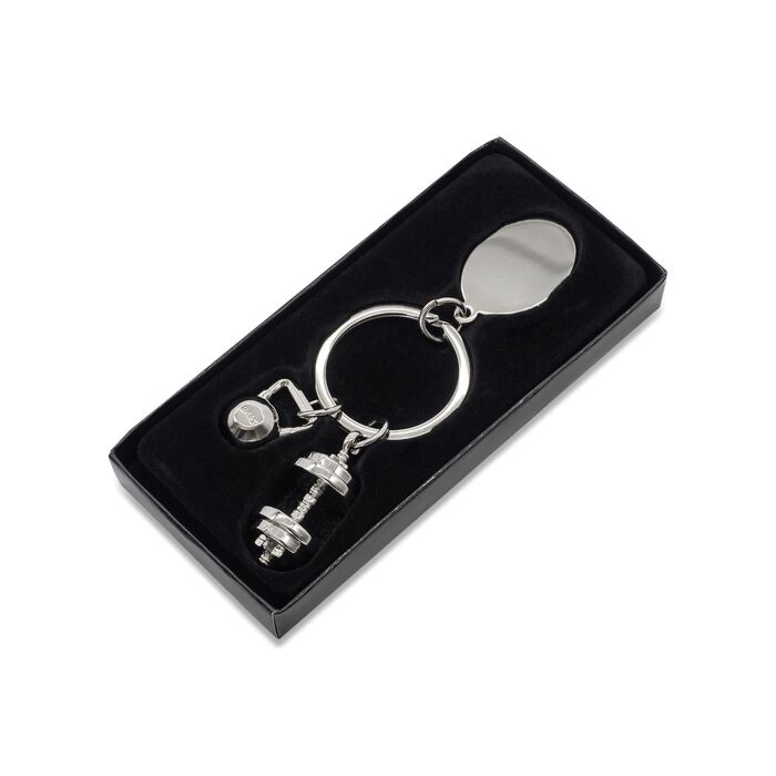 Brelok z motywem sportowym GymKey, srebrny
