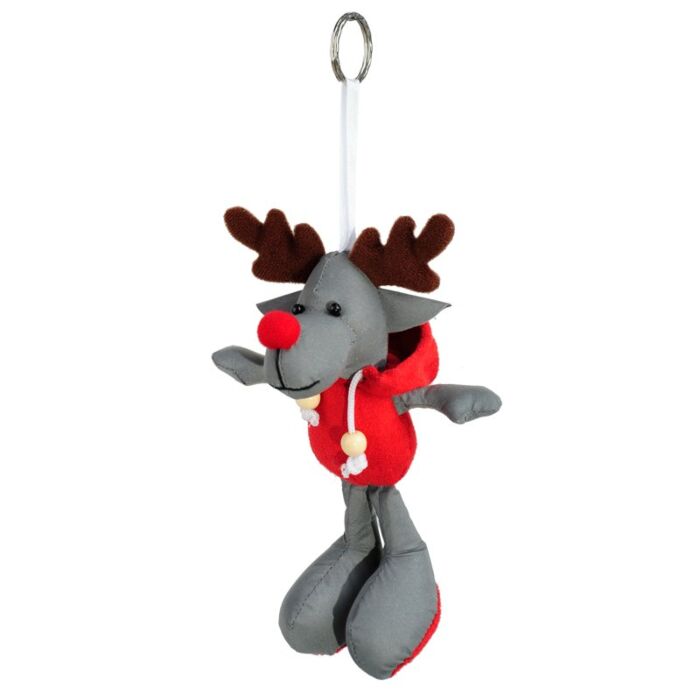 Brelok odblaskowy Reindeer, szary-czerwony