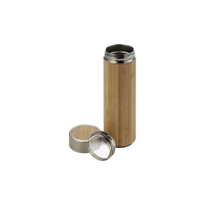 Bambusowy termos 420 ml, posiada sitko zatrzymujące fusy