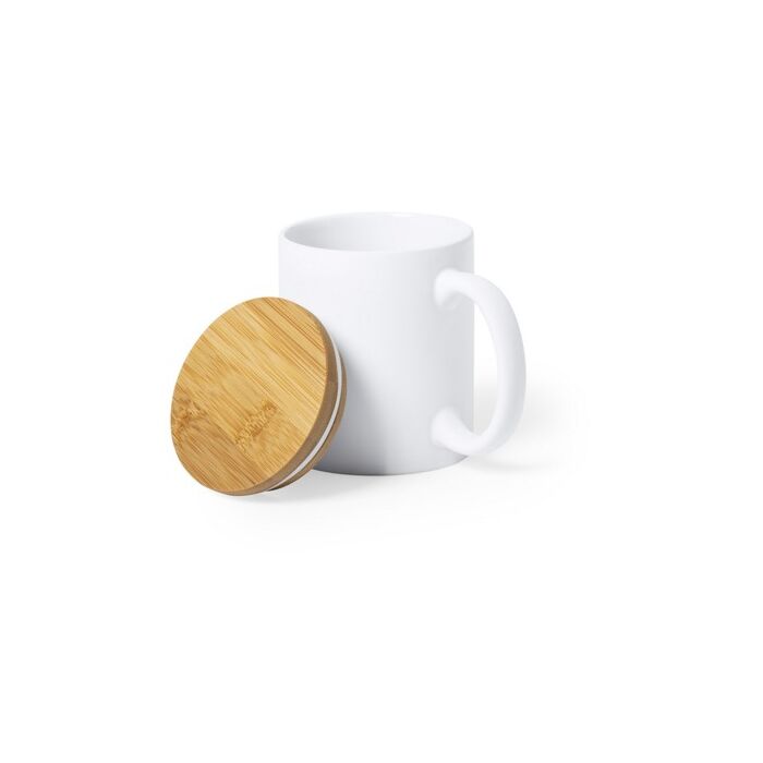 Kubek ceramiczny 370 ml z bambusowym wieczkiem