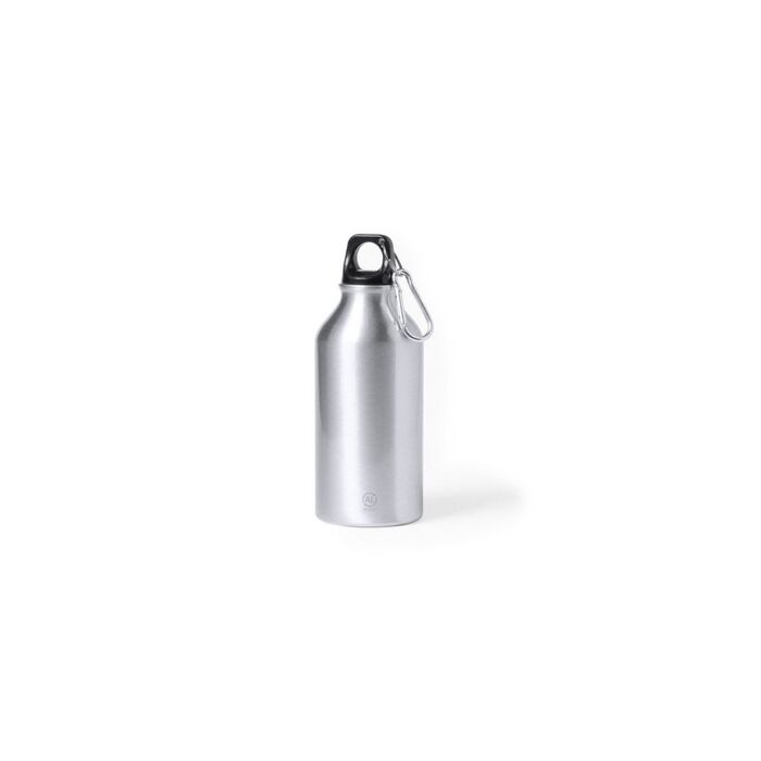 Butelka sportowa 400 ml z aluminium z recyklingu, z karabińczykiem
