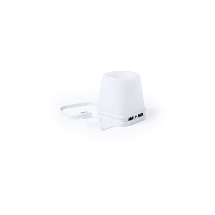 Hub USB 2.0, pojemnik na przybory do pisania, stojak na telefon, lampka LED