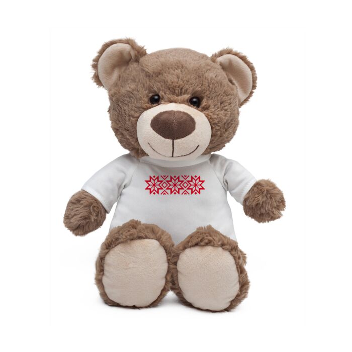Maskotka Big Teddy w koszulce z motywem świątecznym, brązowy