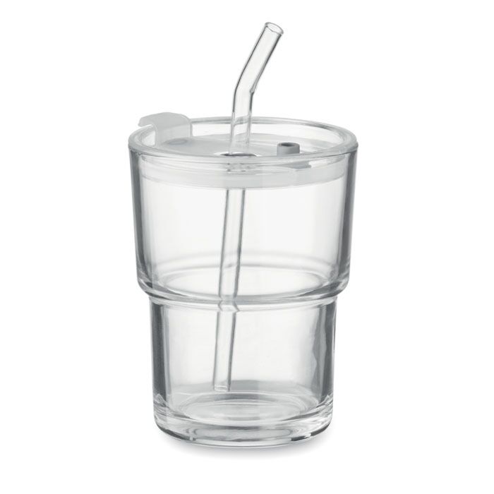 Szklany kubek ze słomką 400ml Szklany kubek ze słomką 400ml