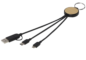 Kabel do ładowania 3w1 Metal z kółkiem na klucze-czarny